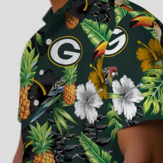 Green Bay Packers Pineapple Toucan Hawaiian Shirt, Tropical Hibiscus Aloha Shirt
