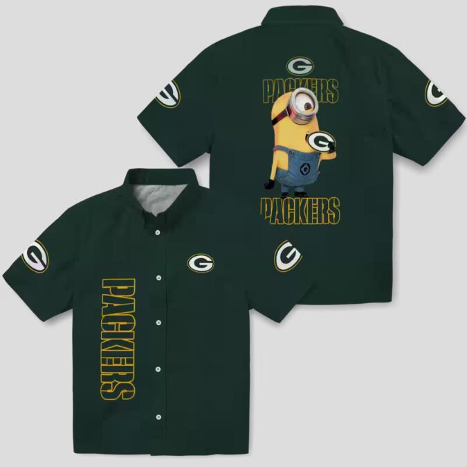 Green Bay Packers Stuart Minion Aloha Shirt, Tropical Hawaiian Shirt for NFL Fan