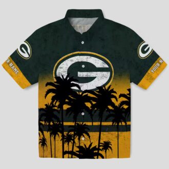 Green Bay Packers Sunset Tropical Hawaiian Shirt, Custom NFL Beachwear in Green & Black