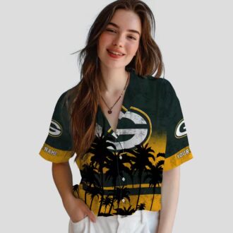 Green Bay Packers Sunset Tropical Hawaiian Shirt, Custom NFL Beachwear in Green & Black