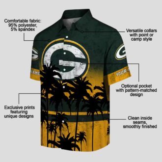 Green Bay Packers Sunset Tropical Hawaiian Shirt, Custom NFL Beachwear in Green & Black