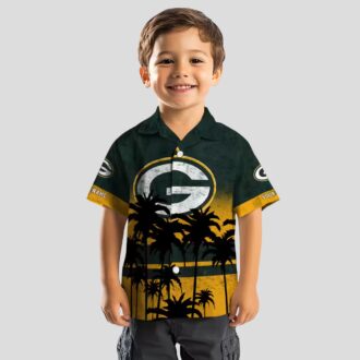 Green Bay Packers Sunset Tropical Hawaiian Shirt, Custom NFL Beachwear in Green & Black