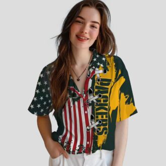 Green Bay Packers Tropical Hawaiian Shirt - Stitched Flag Design for NFL Fans