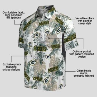 Green Bay Packers White Hawaiian Shirt, Tropical Leaves Aloha Shirt for Summer Vacation