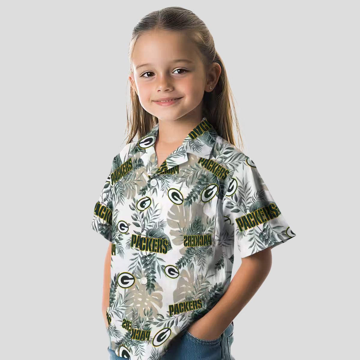 Green Bay Packers White Hawaiian Shirt, Tropical Leaves Aloha Shirt for Summer Vacation