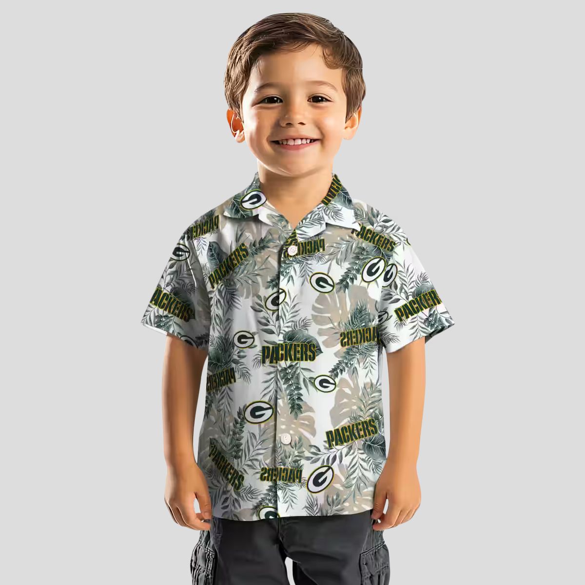 Green Bay Packers White Hawaiian Shirt, Tropical Leaves Aloha Shirt for Summer Vacation