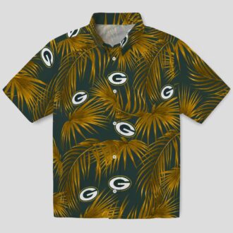 Men's Green Bay Packers Hawaiian Shirt, Leafy Palms Green Shirt for Summer Vacation