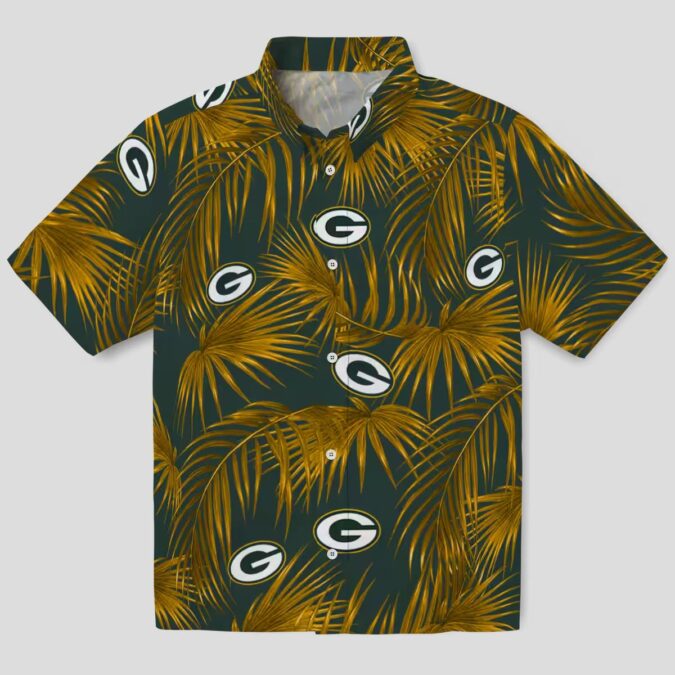 Men's Green Bay Packers Hawaiian Shirt, Leafy Palms Green Shirt for Summer Vacation