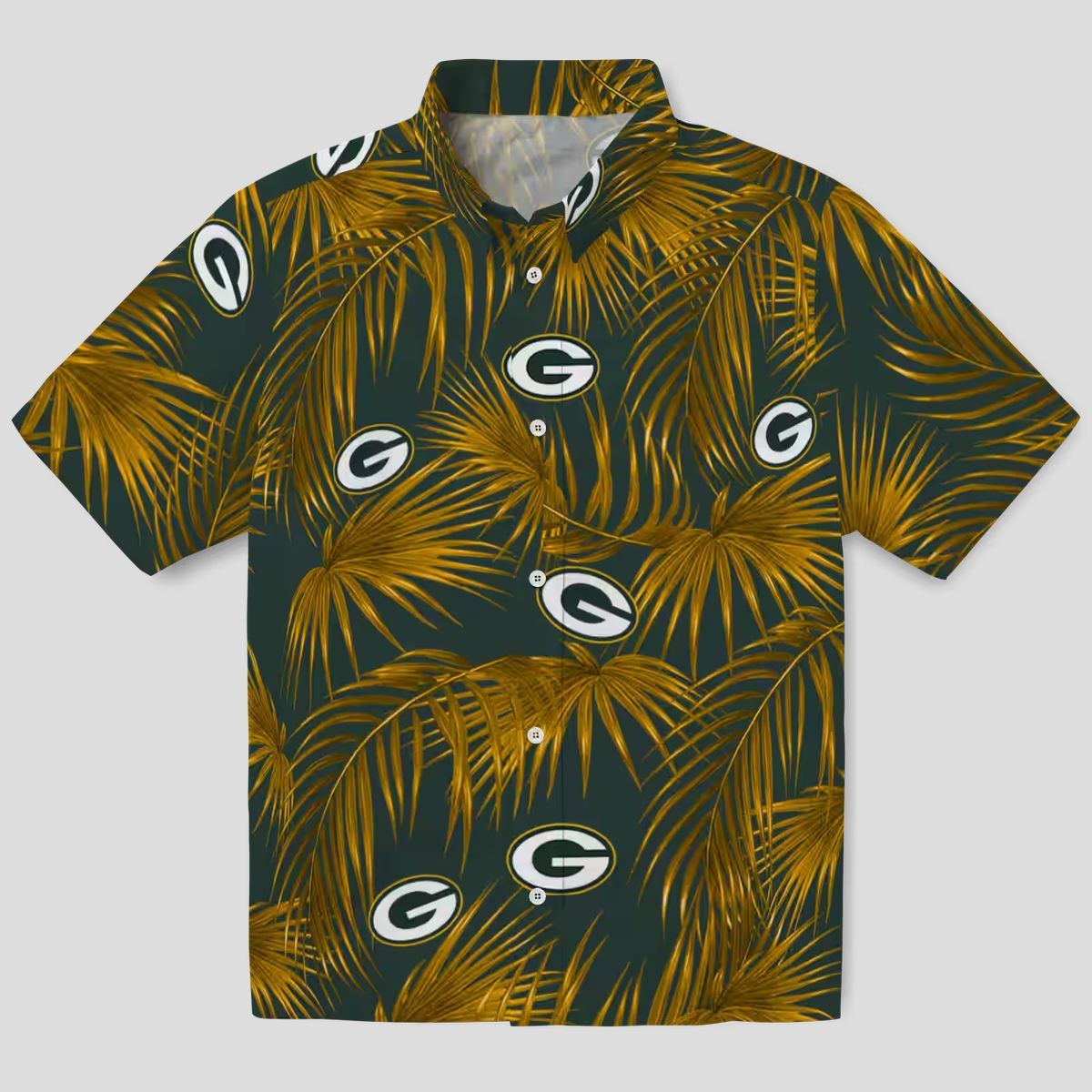 Men's Green Bay Packers Hawaiian Shirt, Leafy Palms Green Shirt for Summer Vacation