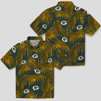 Men's Green Bay Packers Hawaiian Shirt, Leafy Palms Green Shirt for Summer Vacation
