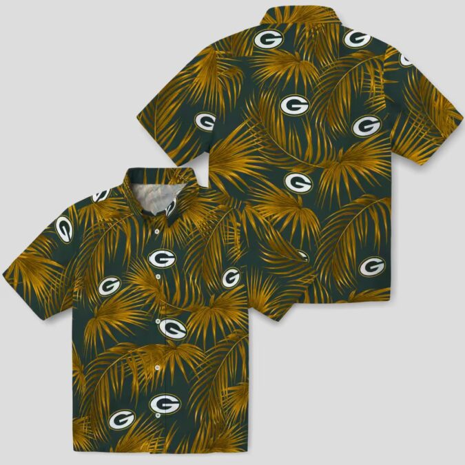 Men's Green Bay Packers Hawaiian Shirt, Leafy Palms Green Shirt for Summer Vacation