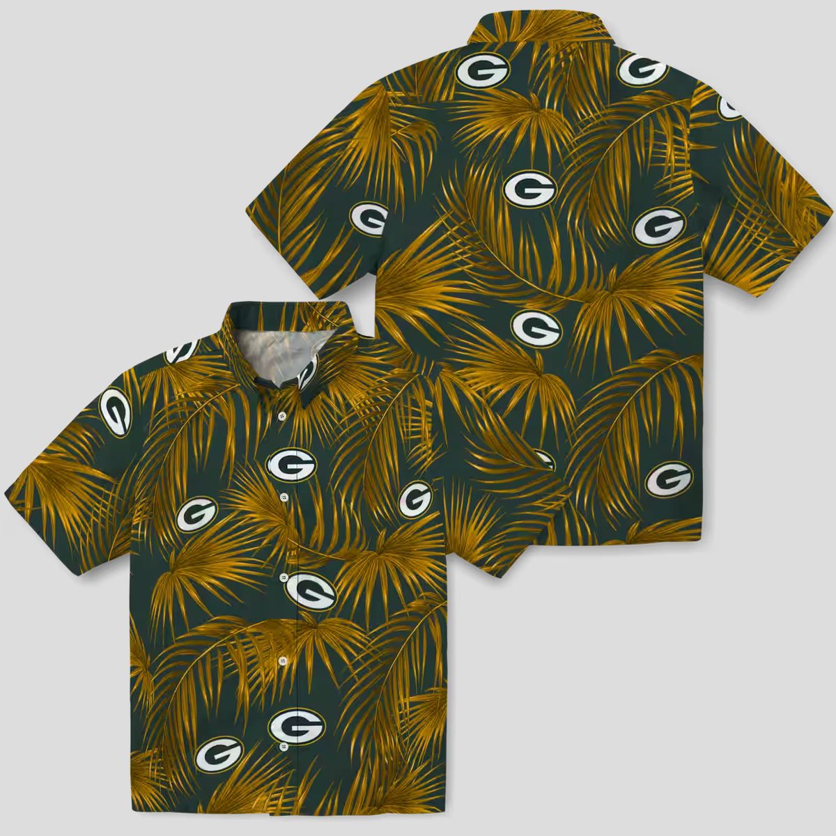 Men's Green Bay Packers Hawaiian Shirt, Leafy Palms Green Shirt for Summer Vacation