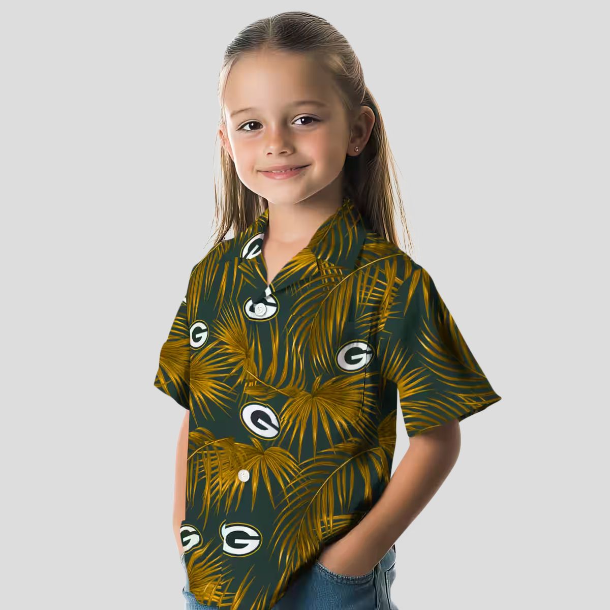 Men's Green Bay Packers Hawaiian Shirt, Leafy Palms Green Shirt for Summer Vacation