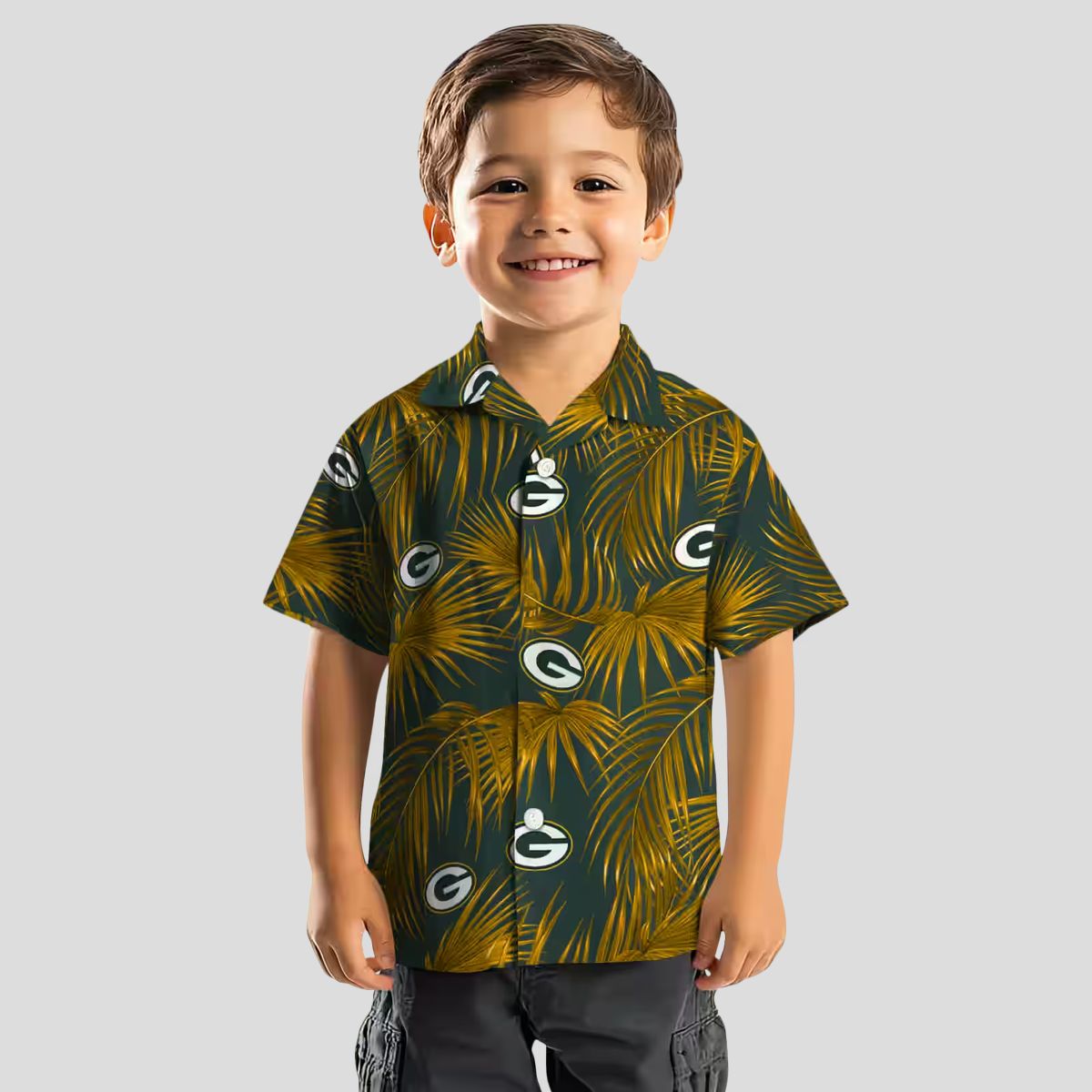 Men's Green Bay Packers Hawaiian Shirt, Leafy Palms Green Shirt for Summer Vacation