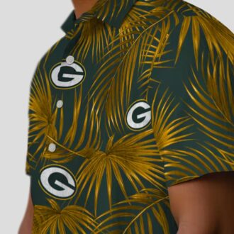 Men's Green Bay Packers Hawaiian Shirt, Leafy Palms Green Shirt for Summer Vacation