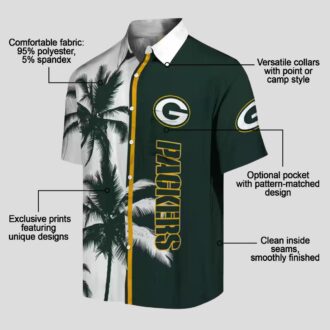 NFL Fan Green Bay Packers Hawaiian Shirt, Palm Trees Green White Aloha Beachwear Gift