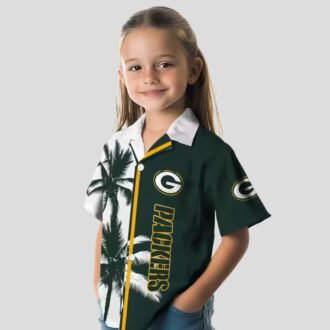 NFL Fan Green Bay Packers Hawaiian Shirt, Palm Trees Green White Aloha Beachwear Gift