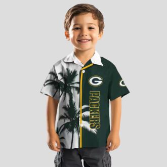 NFL Fan Green Bay Packers Hawaiian Shirt, Palm Trees Green White Aloha Beachwear Gift