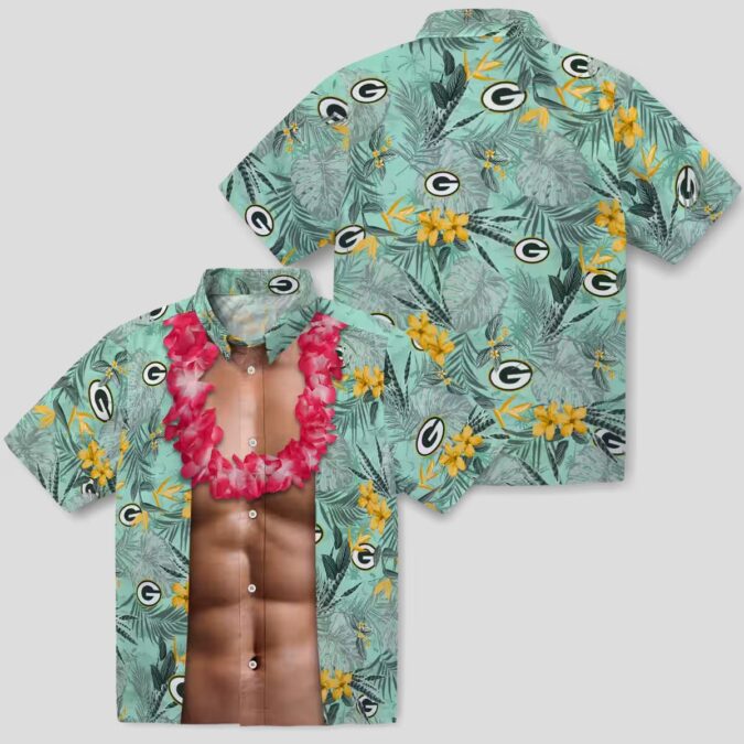 NFL Green Bay Packers Aloha Shirt, Tropical Chest Illusion Hawaiian Shirt for Fans