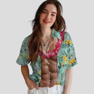 NFL Green Bay Packers Aloha Shirt, Tropical Chest Illusion Hawaiian Shirt for Fans