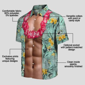NFL Green Bay Packers Aloha Shirt, Tropical Chest Illusion Hawaiian Shirt for Fans