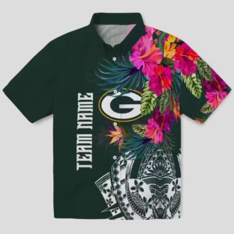 NFL Green Bay Packers Floral Hawaiian Shirt, Tropical Polynesian Aloha Beach Shirt for Men