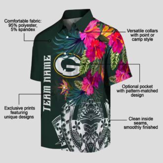NFL Green Bay Packers Floral Hawaiian Shirt, Tropical Polynesian Aloha Beach Shirt for Men