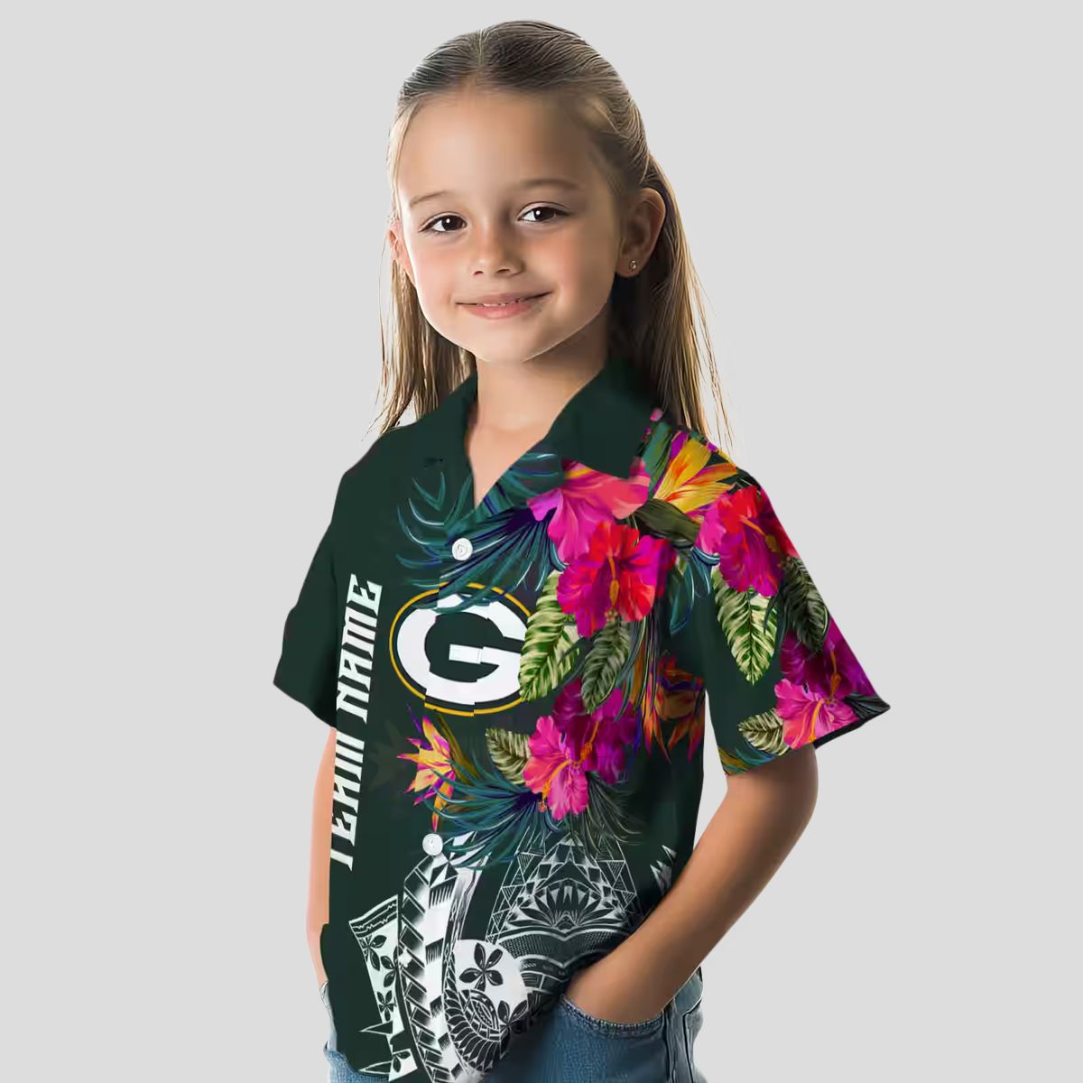 NFL Green Bay Packers Floral Hawaiian Shirt, Tropical Polynesian Aloha Beach Shirt for Men
