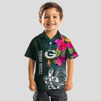 NFL Green Bay Packers Floral Hawaiian Shirt, Tropical Polynesian Aloha Beach Shirt for Men