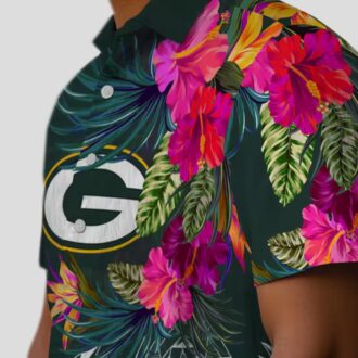 NFL Green Bay Packers Floral Hawaiian Shirt, Tropical Polynesian Aloha Beach Shirt for Men