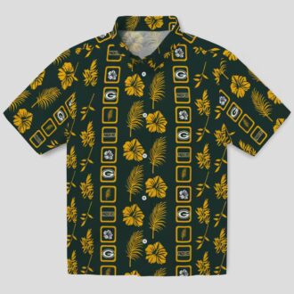 NFL Green Bay Packers Framed Floral Hawaiian Shirt, Tropical Summer Beach Shirt