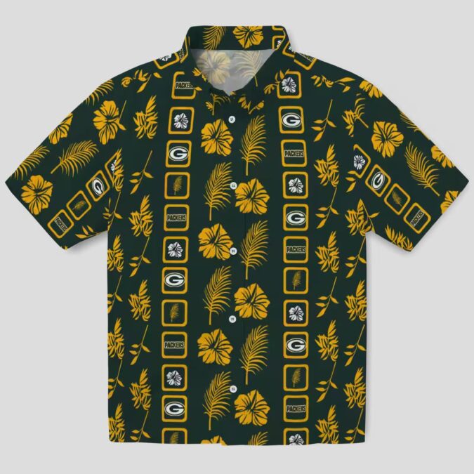 NFL Green Bay Packers Framed Floral Hawaiian Shirt, Tropical Summer Beach Shirt