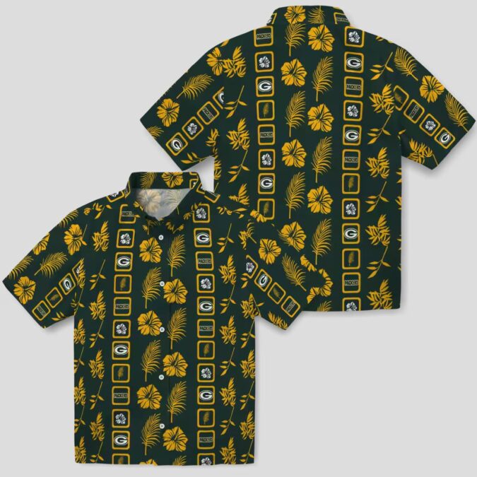NFL Green Bay Packers Framed Floral Hawaiian Shirt, Tropical Summer Beach Shirt