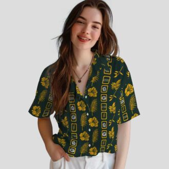 NFL Green Bay Packers Framed Floral Hawaiian Shirt, Tropical Summer Beach Shirt