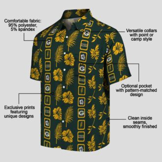 NFL Green Bay Packers Framed Floral Hawaiian Shirt, Tropical Summer Beach Shirt
