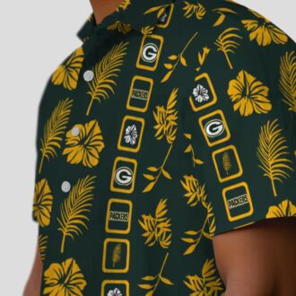 NFL Green Bay Packers Framed Floral Hawaiian Shirt, Tropical Summer Beach Shirt