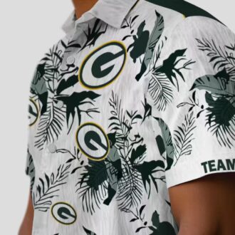NFL Green Bay Packers Hawaiian Aloha Shirt, Custom Botanical Tropical Green White Shirt