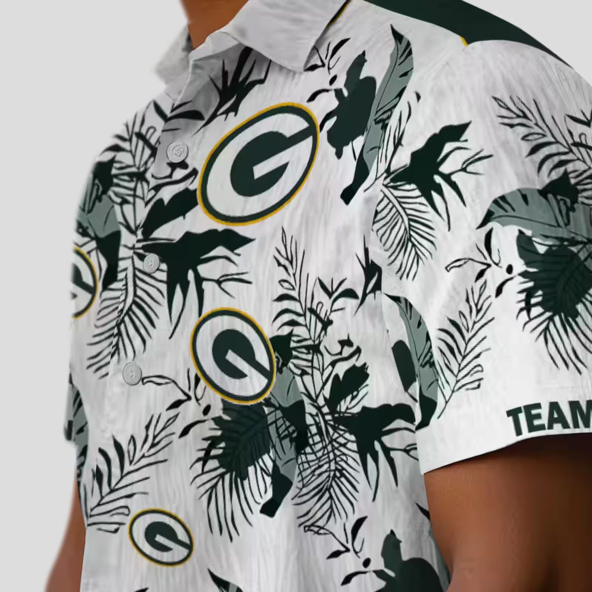NFL Green Bay Packers Hawaiian Aloha Shirt, Custom Botanical Tropical Green White Shirt