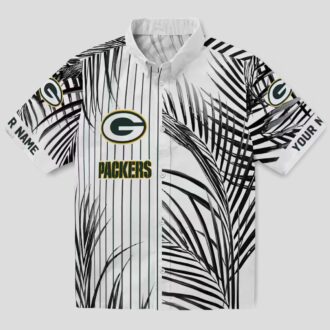 NFL Green Bay Packers Palm Stripes Shirt, Aloha Hawaiian Green Black White for Summer