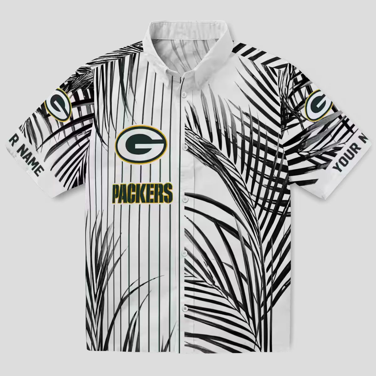 NFL Green Bay Packers Palm Stripes Shirt, Aloha Hawaiian Green Black White for Summer