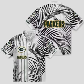 NFL Green Bay Packers Palm Stripes Shirt, Aloha Hawaiian Green Black White for Summer