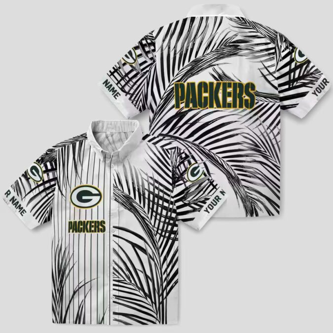 NFL Green Bay Packers Palm Stripes Shirt, Aloha Hawaiian Green Black White for Summer