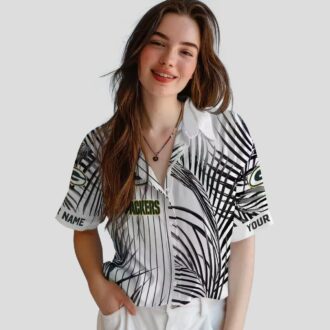 NFL Green Bay Packers Palm Stripes Shirt, Aloha Hawaiian Green Black White for Summer