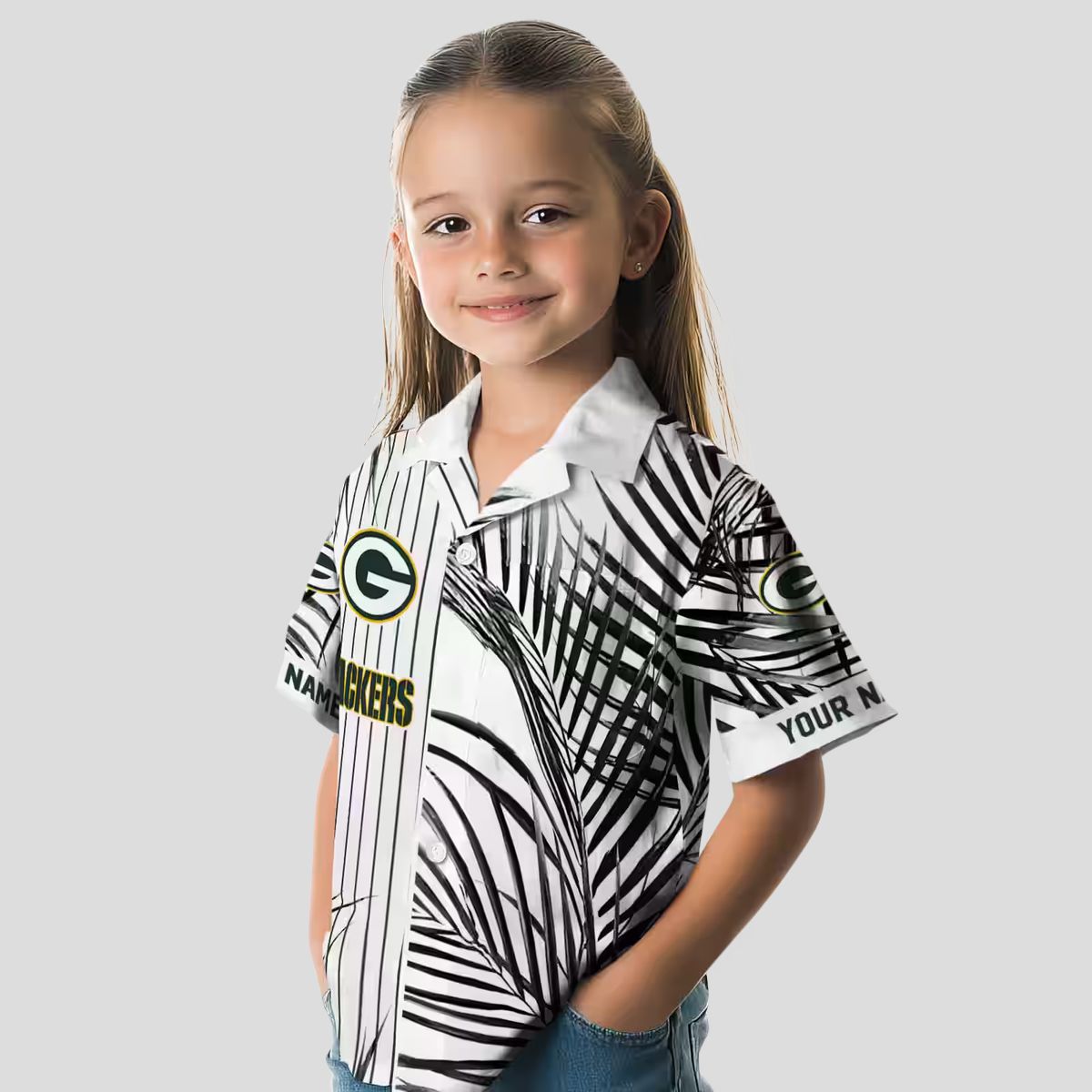 NFL Green Bay Packers Palm Stripes Shirt, Aloha Hawaiian Green Black White for Summer