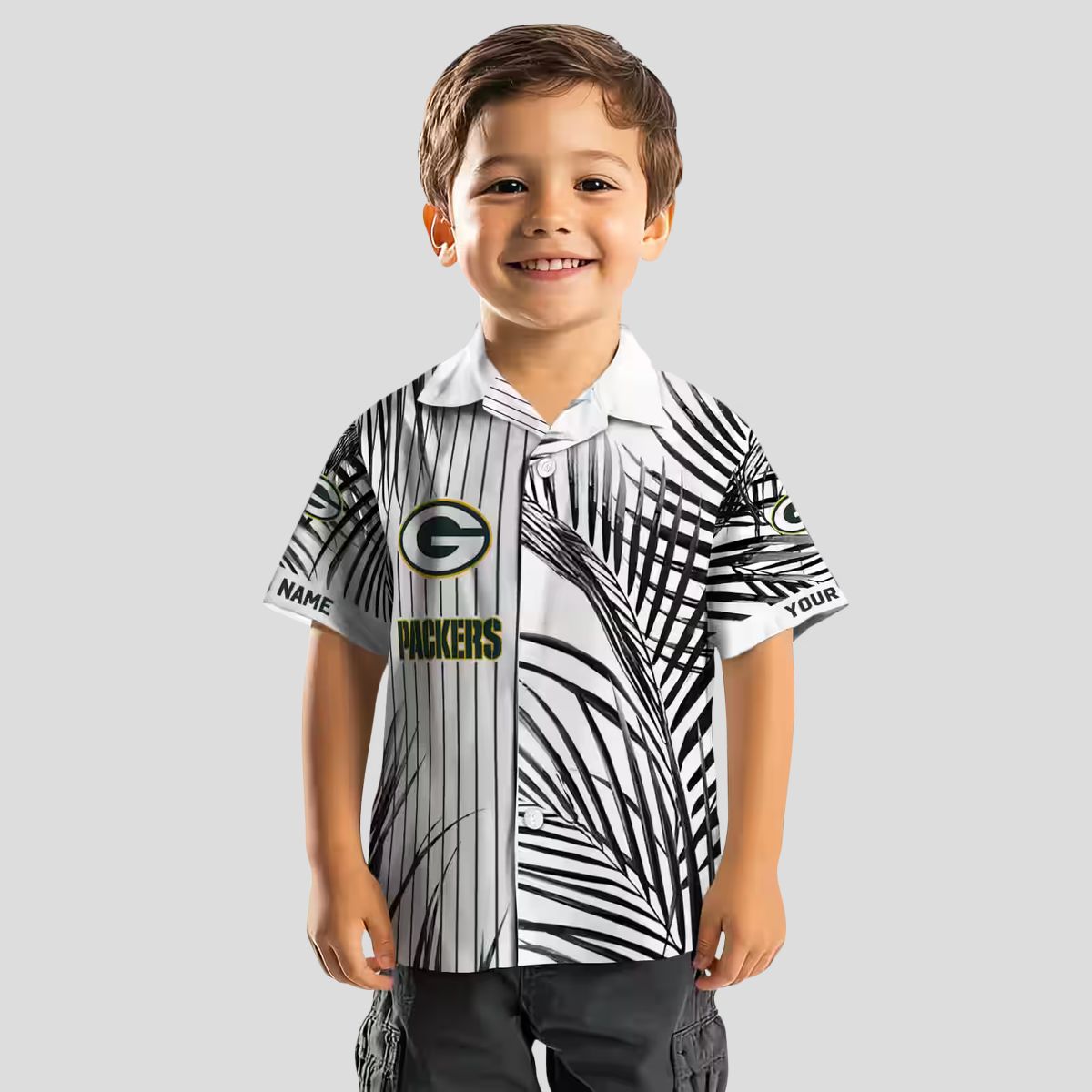 NFL Green Bay Packers Palm Stripes Shirt, Aloha Hawaiian Green Black White for Summer
