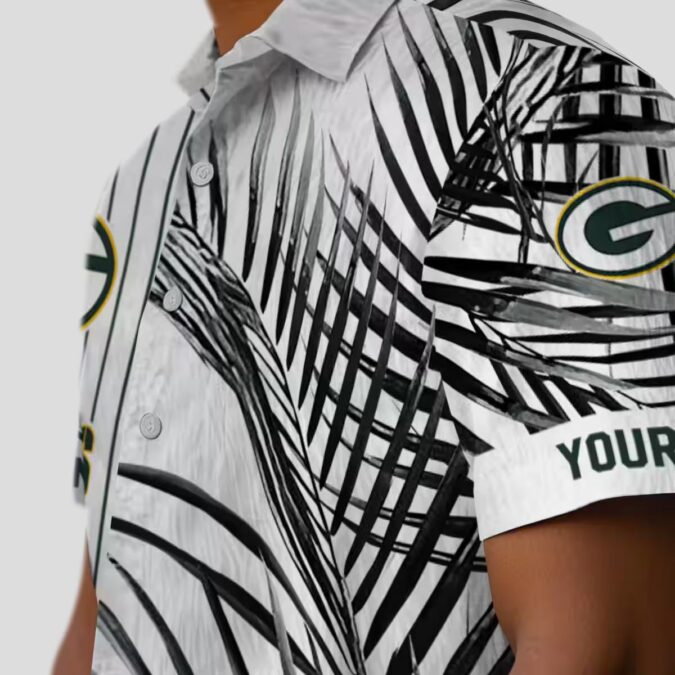 NFL Green Bay Packers Palm Stripes Shirt, Aloha Hawaiian Green Black White for Summer