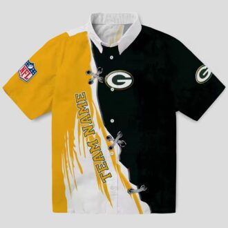NFL Green Bay Packers Summer Hawaiian Shirt, Edgy Streaks Green White Beach Vacation Shirt