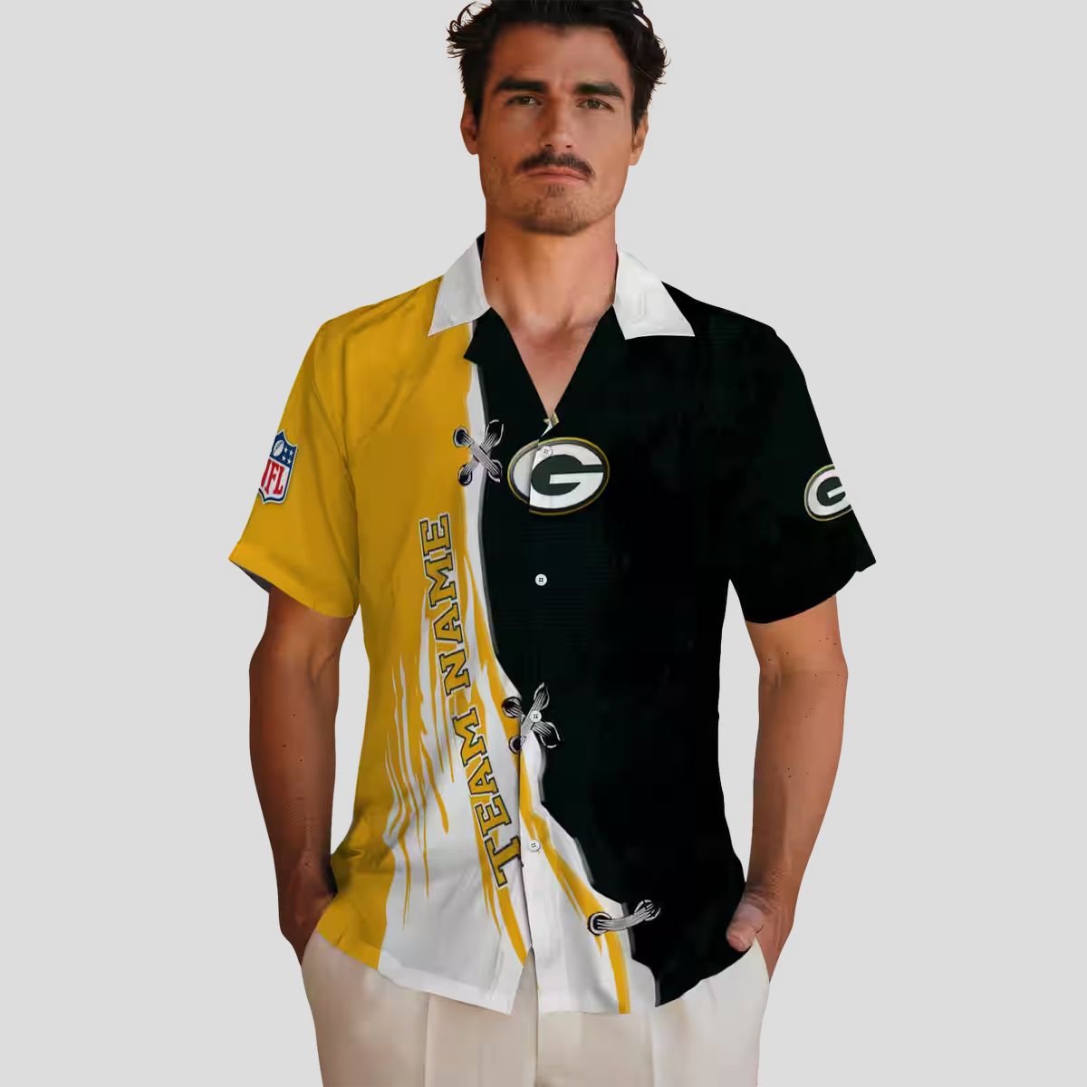 NFL Green Bay Packers Summer Hawaiian Shirt, Edgy Streaks Green White Beach Vacation Shirt