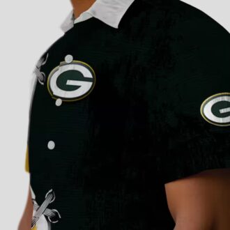 NFL Green Bay Packers Summer Hawaiian Shirt, Edgy Streaks Green White Beach Vacation Shirt
