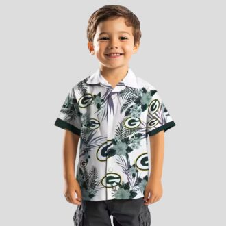 Patriotic Green Bay Packers Hawaiian Shirt, Hibiscus Floral Green & White Button Up